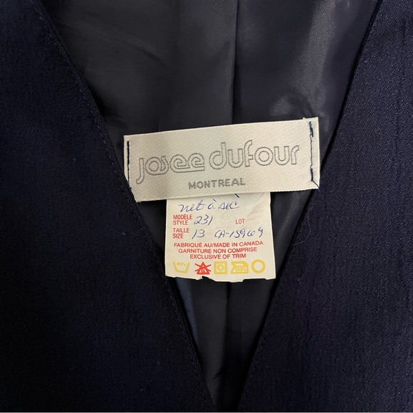 Navy Vintage 80s Ribbed Matching Blazer & Skirt Set - Picture 12 of 13